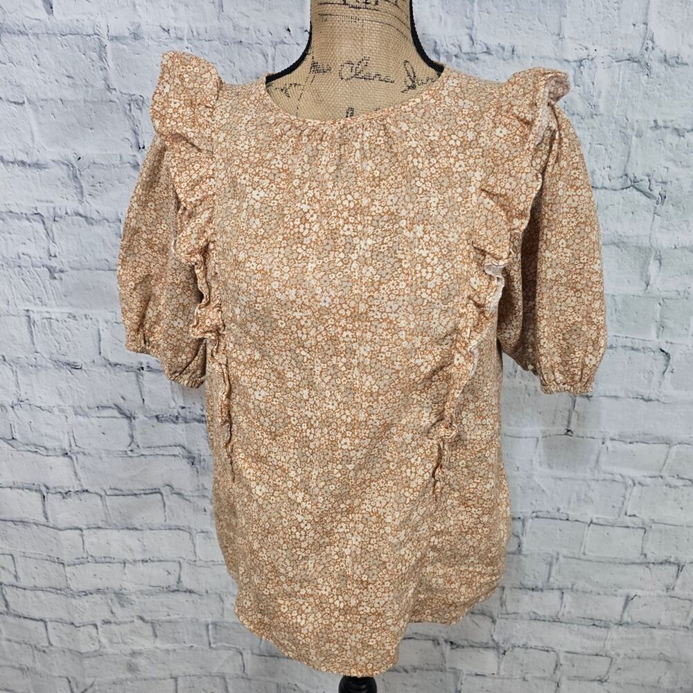 Universal Thread top Sz S short balloon sleeve floral blouse A19